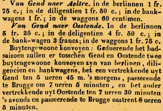 genttreinkaartjes1838gazettevanbrugge15-8-1838